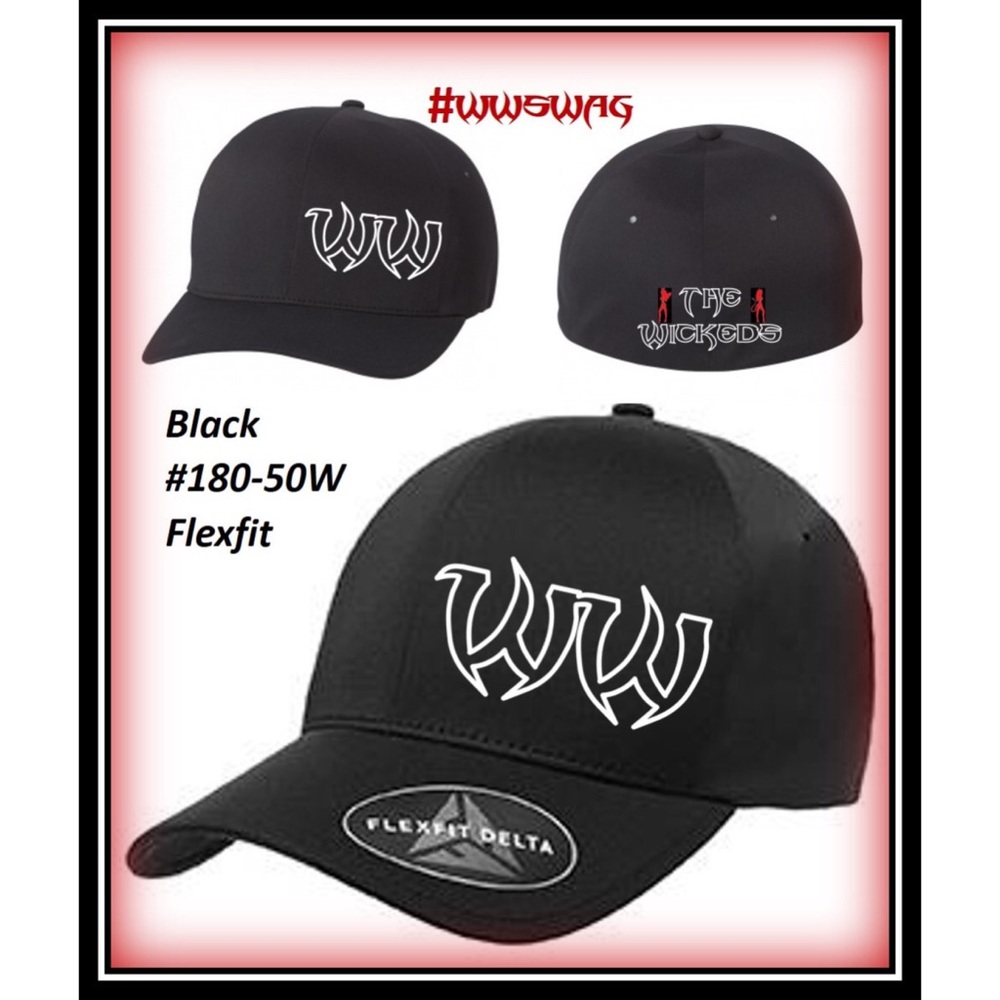 Flexfit Delta No Sweat Hat #180-Black w/White logo